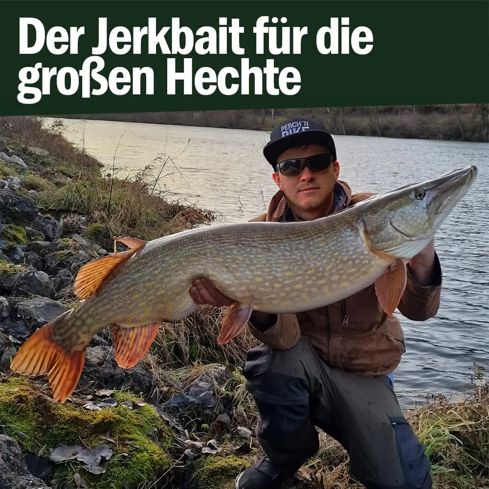 Jerkbait Hecht I 15 cm, 80 g Slow Sinking para lucios grandes, Wobbler Jerkbait lucios, señuelos artificiales, señuelos de pesca depredadores, jerkbaits activos UV