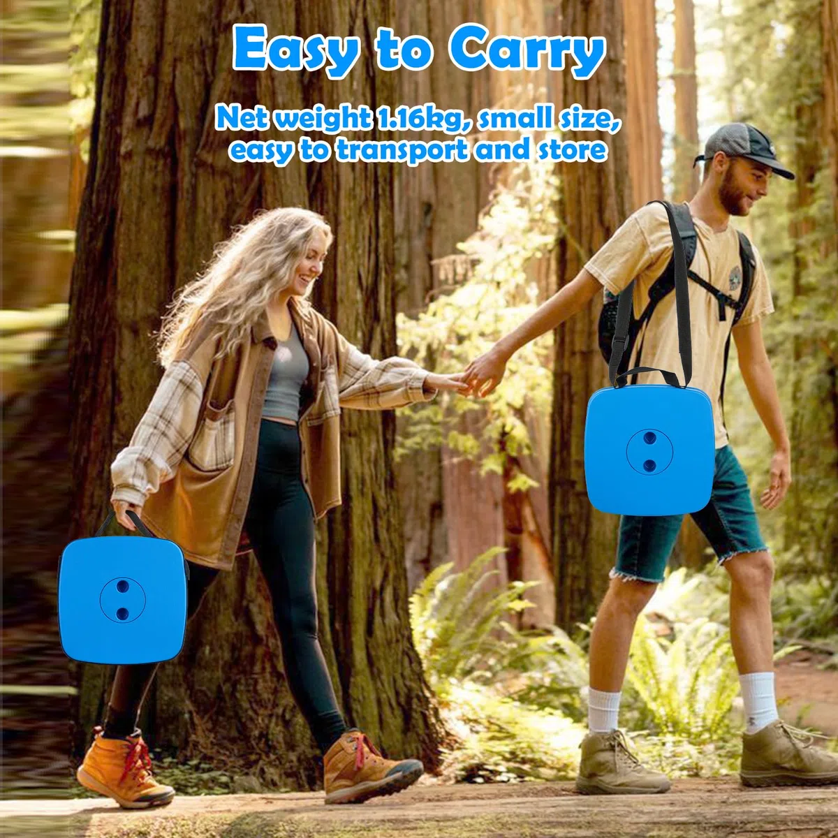 Taburete Plegable Portatil, Taburete Telescópico Azul, Taburete Retráctil, Silla Portatil Ligera para Viajes, Pesca, Senderismo y Camping, Carga Máxima 485LBS/220KG
