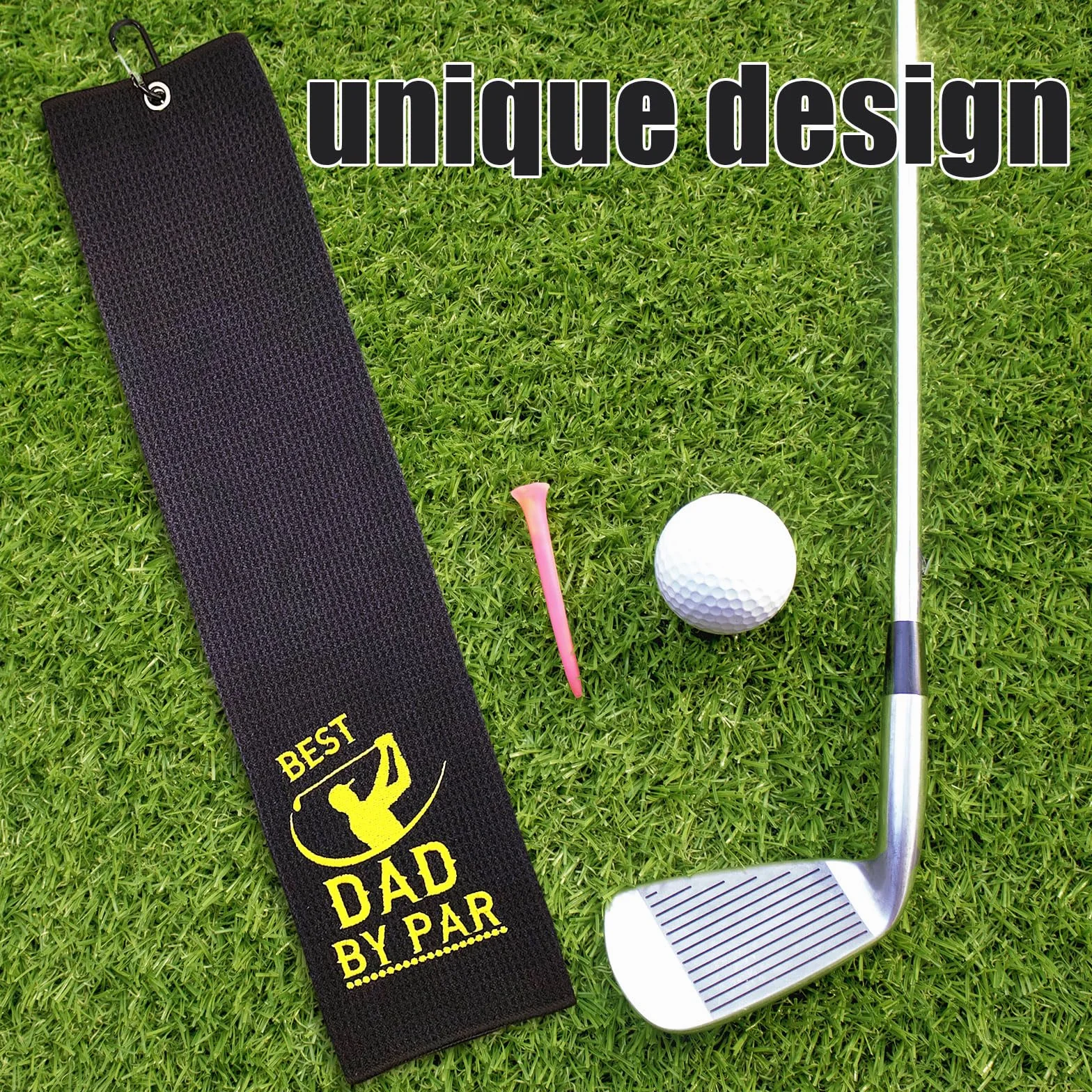 Toalla de Golf Divertidas Toallas de Golf Toallas de Golf Absorbentes Accesorios de Golf con Clip para Bolsas de Golf para Bolsas de Golf, Fitness, Deporte, Yoga al Aire Libre (Negro)