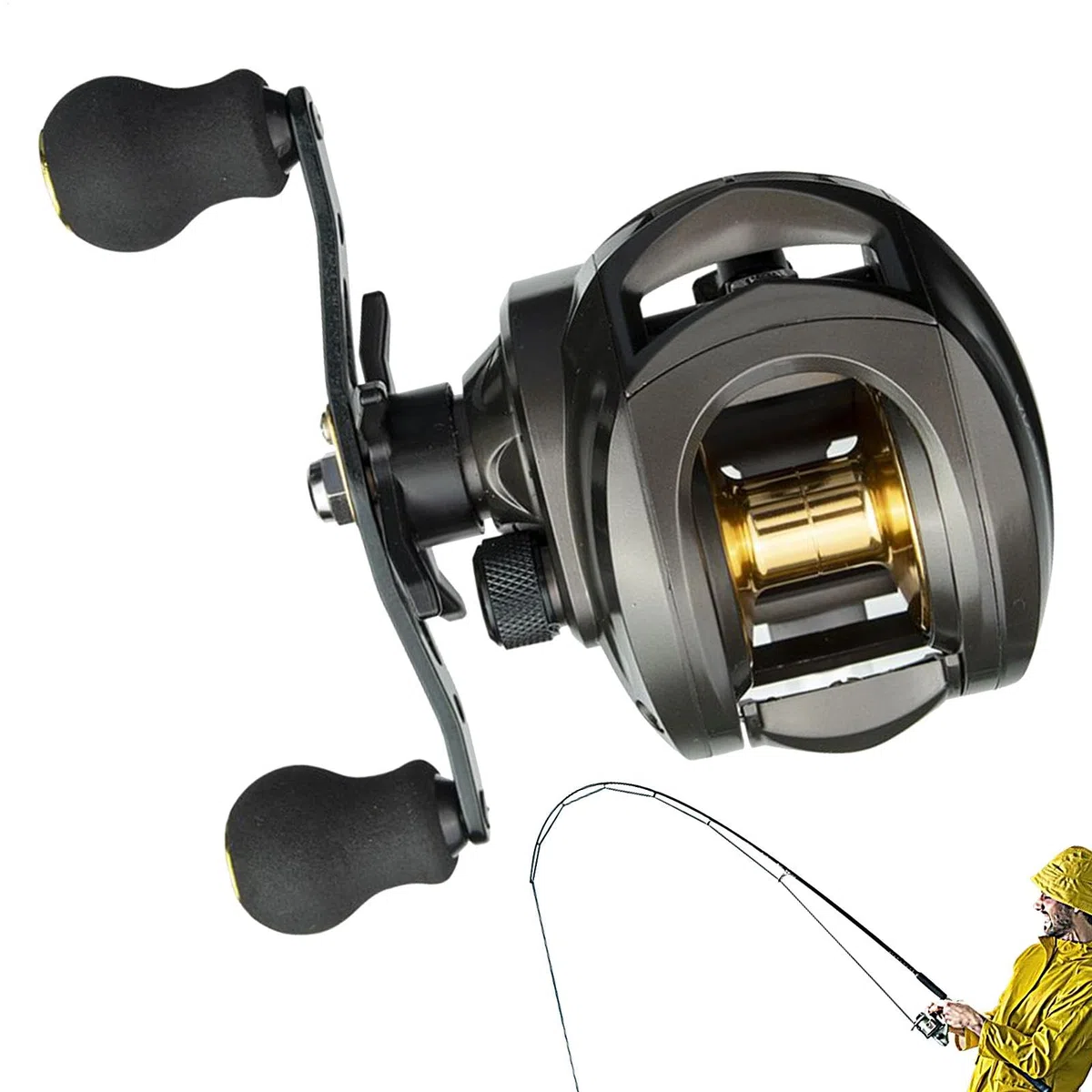 Baitcasting Reel, Baitcaster Fishing Reel - Carrete de caída de Agua de en el mar - Herramientas de Actividad de do al Aire Libre para Agua Salada de Agua Dulce, Suministros de Actividad