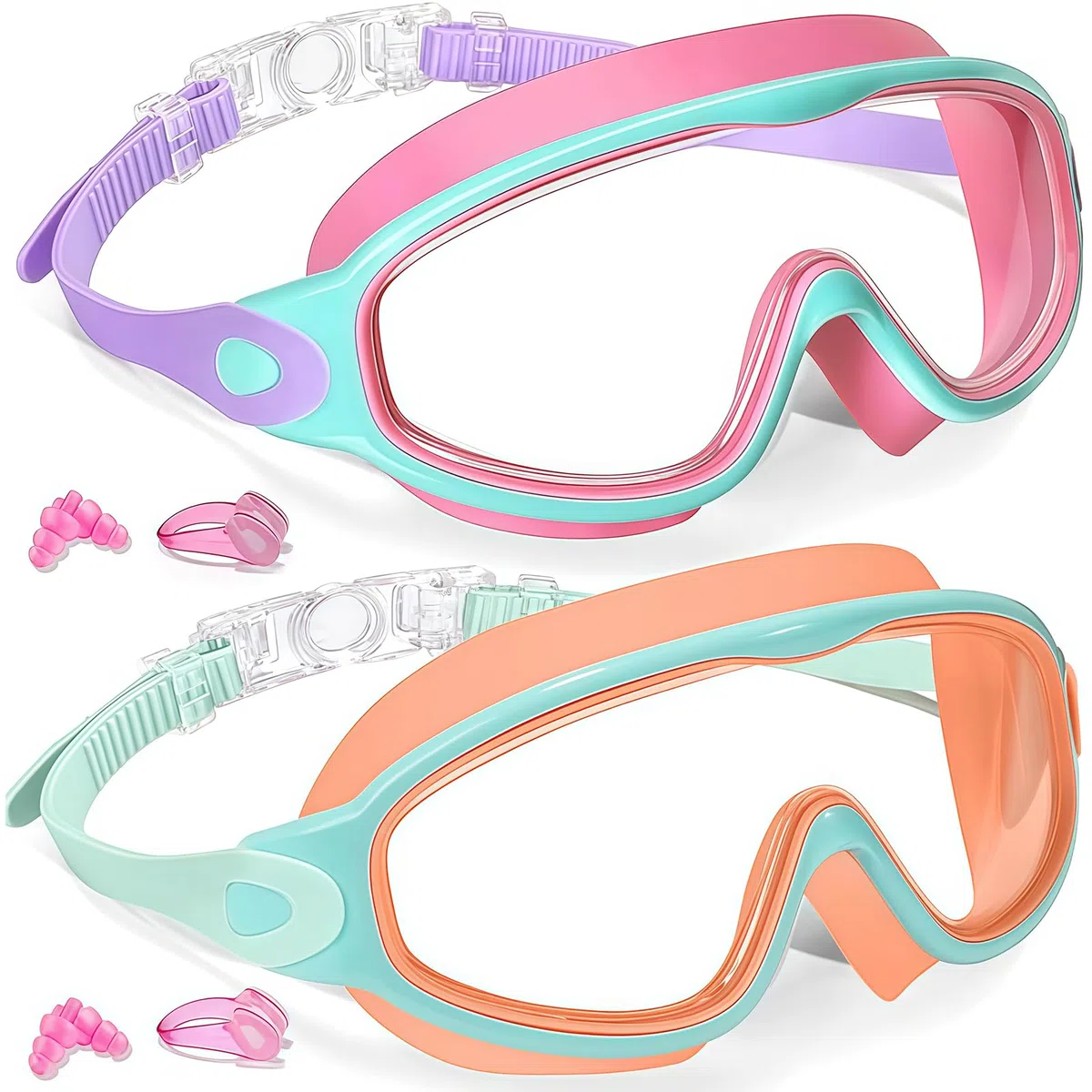 Gafas de natación para niños, 2 Piezas Gafas de Buceo para niños de 3-15 años, protección UV, Anti-vaho, visión Clara de Gran Angular, sin Fugas Gafas de natación para niños, Chicos,
