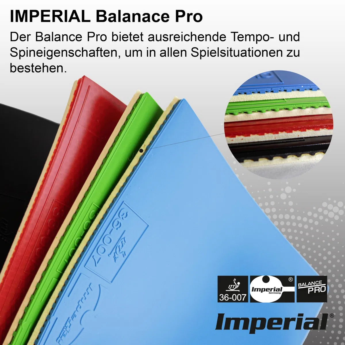 Imperial Balance Pro | Goma de Tenis de Mesa China | Picos internos | Allround | Aprobación ITTF