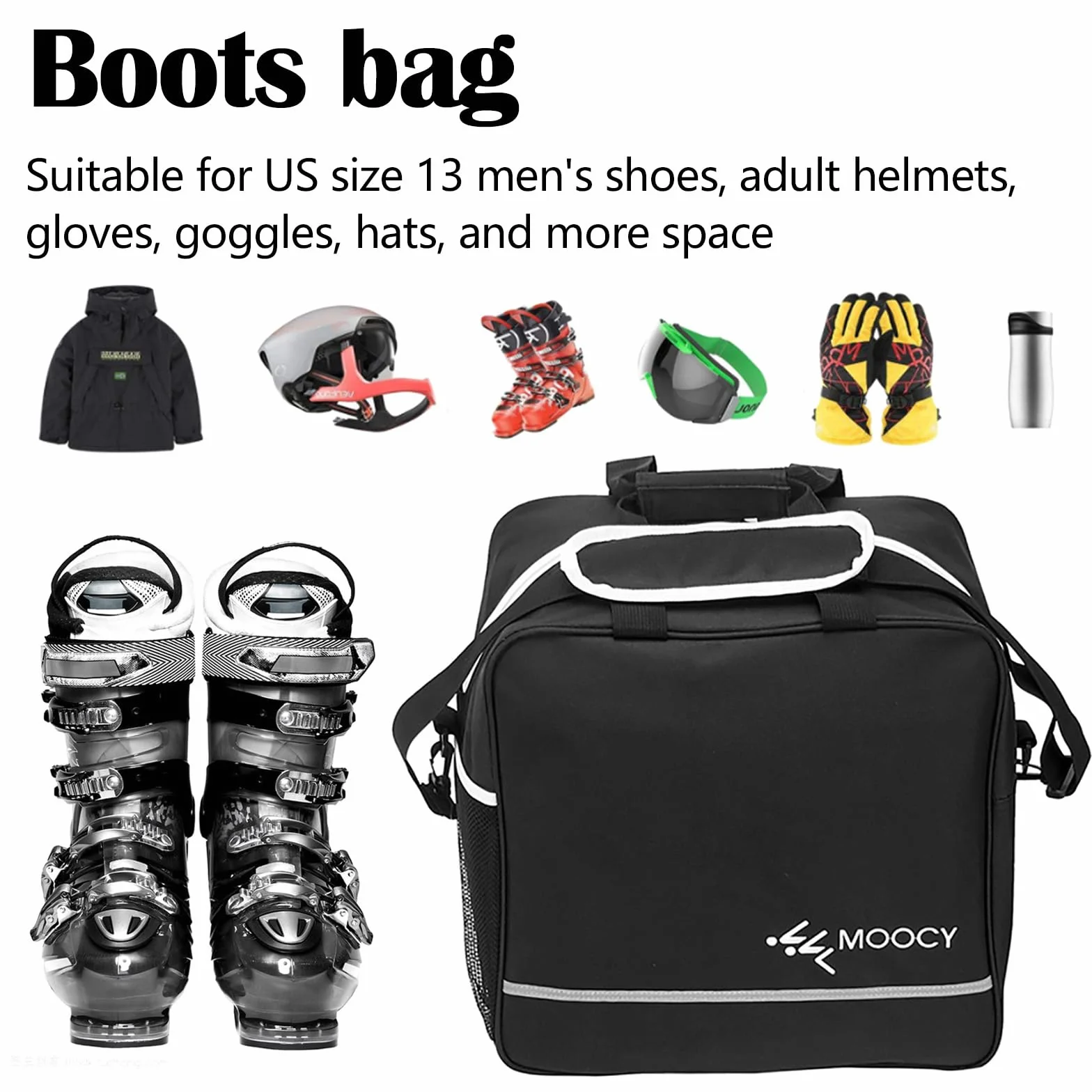 Bolsa Esquí Juego Bolsas Zapatos Esquí, Bolsa Para Zapatos Esquí Juego Esquí Deportes Invierno 200cm Accesorios Equipos Esquí Para Esquís Juego Bolsa Esquí Y Bolsa Para Botas Esquí Longitud Ajustable