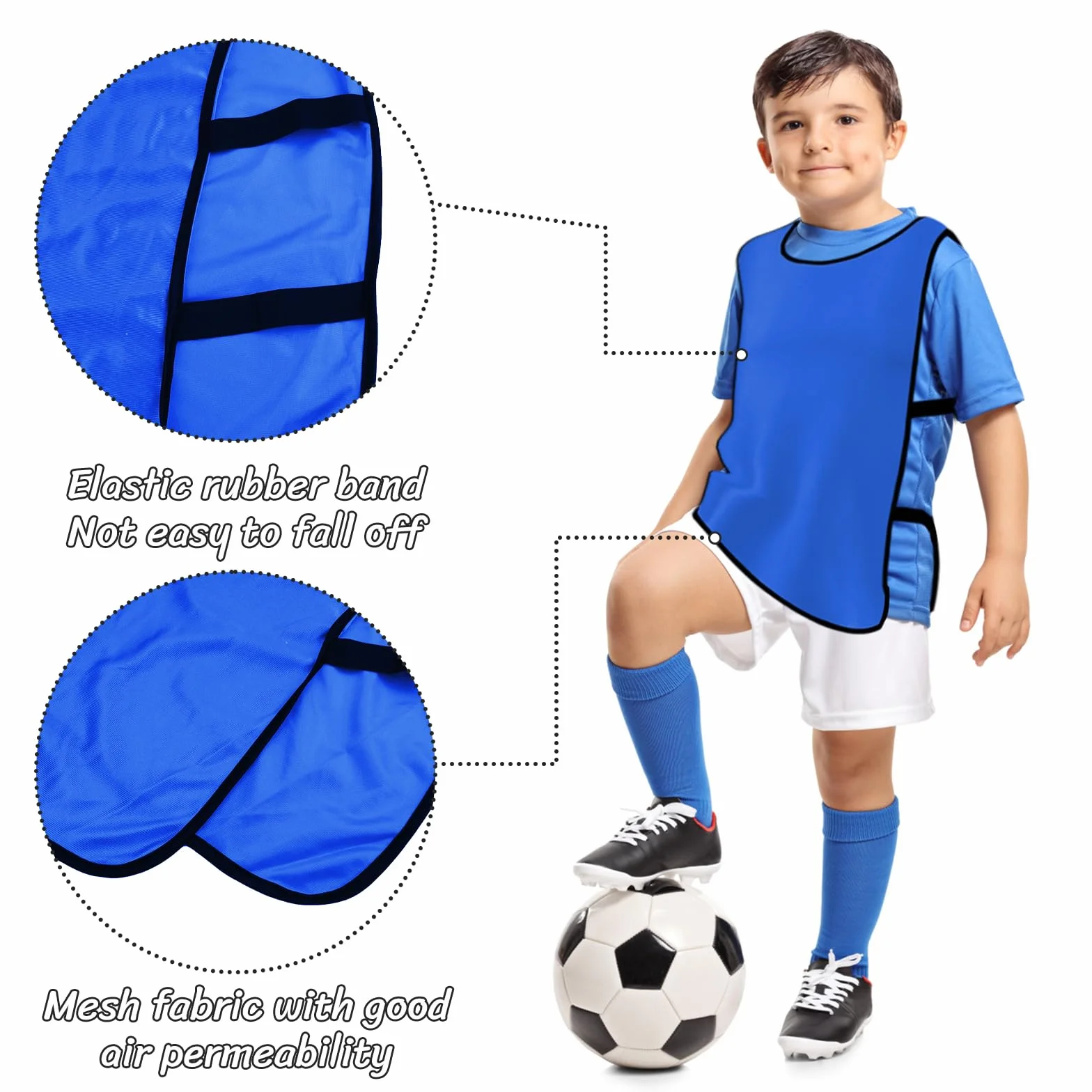 Petos Deportivos para Niños, Chalecos de Fútbol Entrenamiento, Netball, Baloncesto, Rugby - 6 Piezas