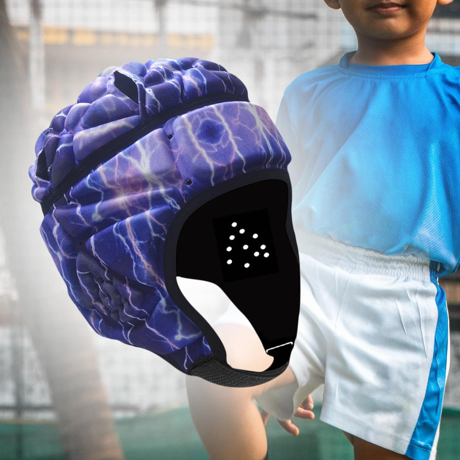 rockible Casco de Rugby para Niños, Gorra Protectora de Rugby, Protección Anticolisión, Casco de Fútbol Ajustable, Casco de Rugby para Lanzador Juvenil