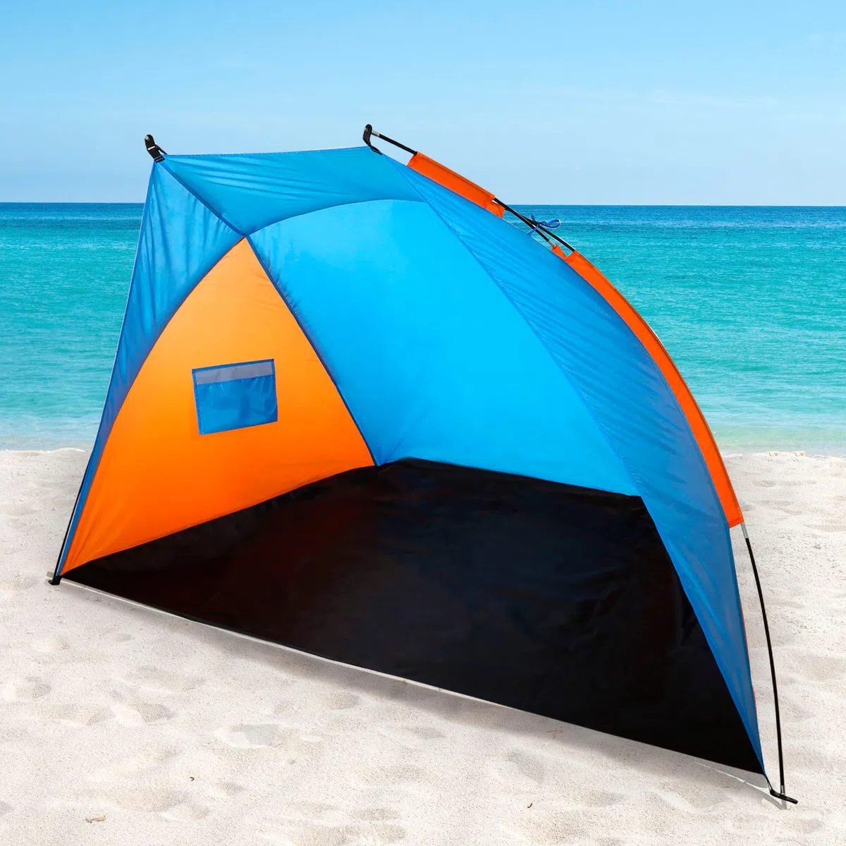Aktive 62137 - Tienda paravientos azul y naranja 200x125x120 cm