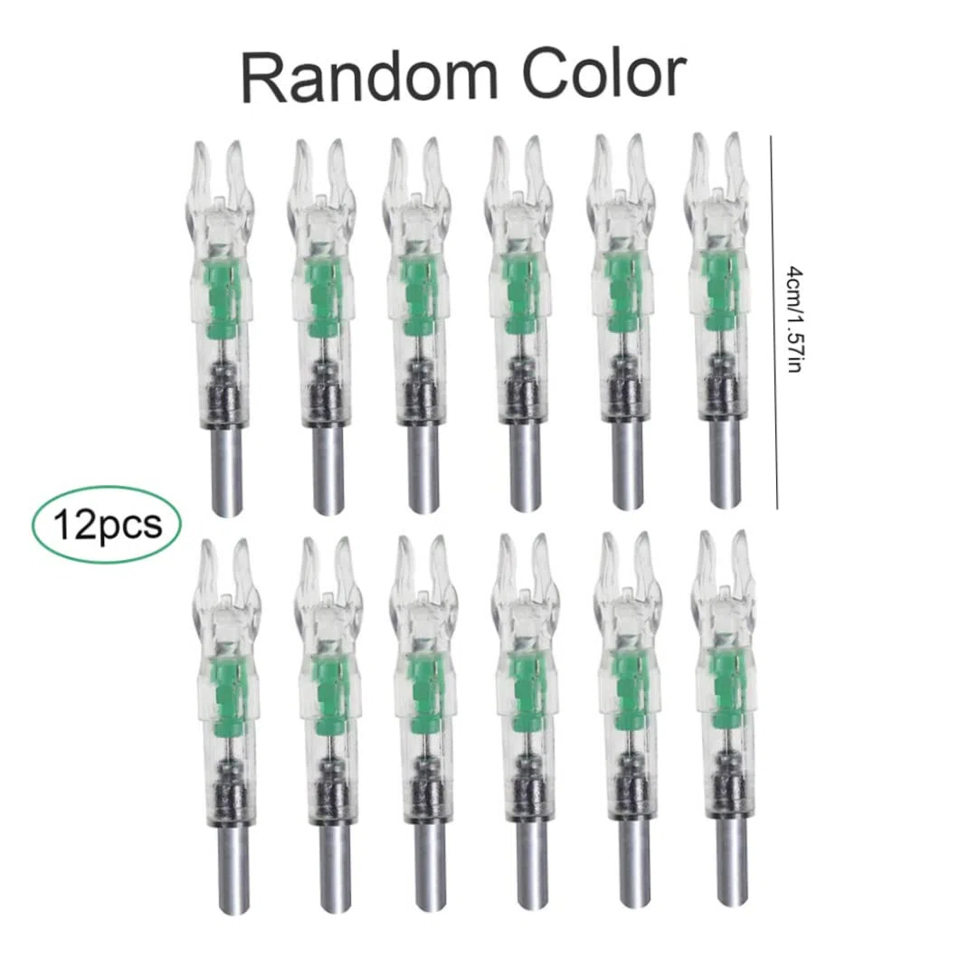 Nocks iluminados para Flechas, Nocks de Flecha LED Plástico Luminoso Tiro con Arco Iluminado Flecha con Cola de Arco 12PCS Color Aleatorio
