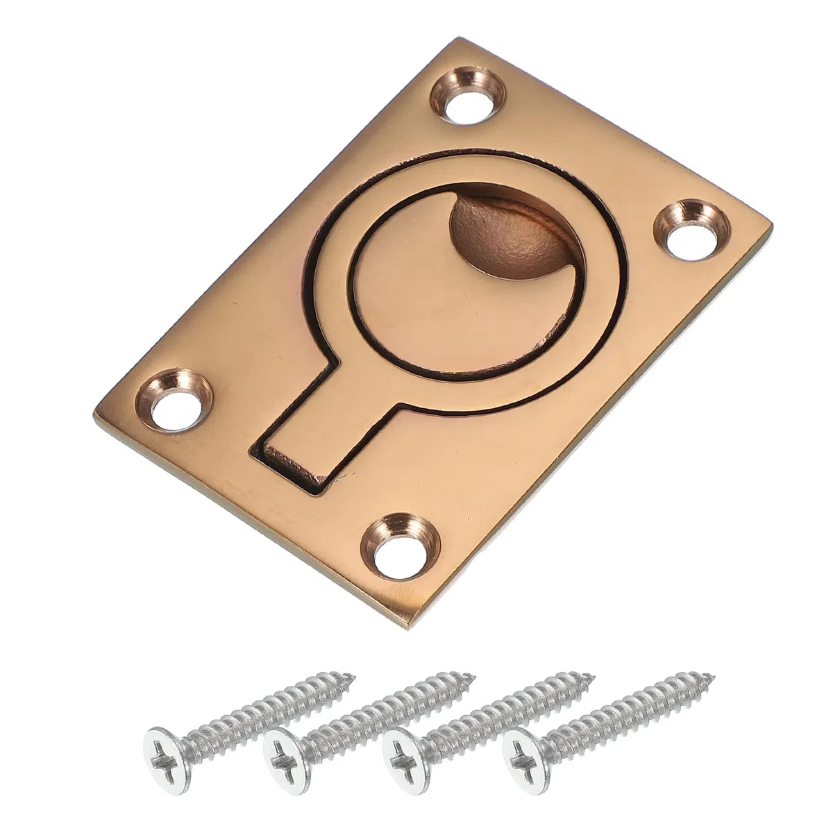 PATIKIL Tiradores De Anillo Empotrados De 2-1/2"-1-3/4", Acero Inoxidable 316 Cuadrado, Tirador De Puerta Empotrado, De Barcos Con Tornillos Para Muebles De Yate Marina, Bronce Rojo