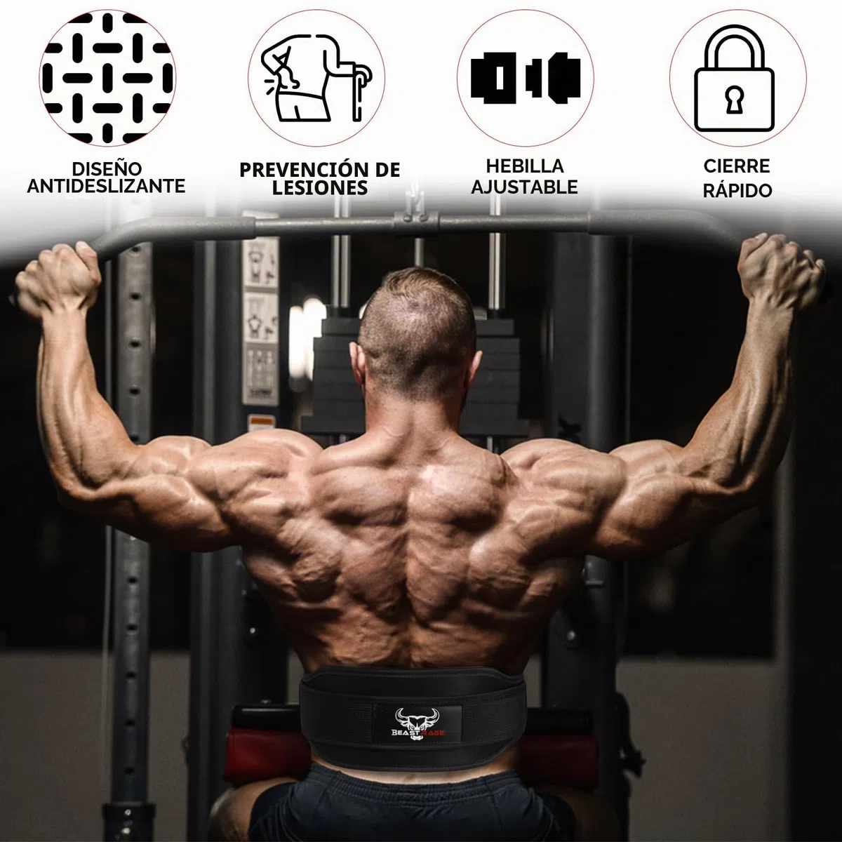BEAST RAGE Cinturones de Musculación Fitness Ejercicio Cinturón Levantamiento doble fuerza 5.5 acolchado trasero gimnasio pesas hombres mujeres entrenamiento lumbar apoyo núcleo