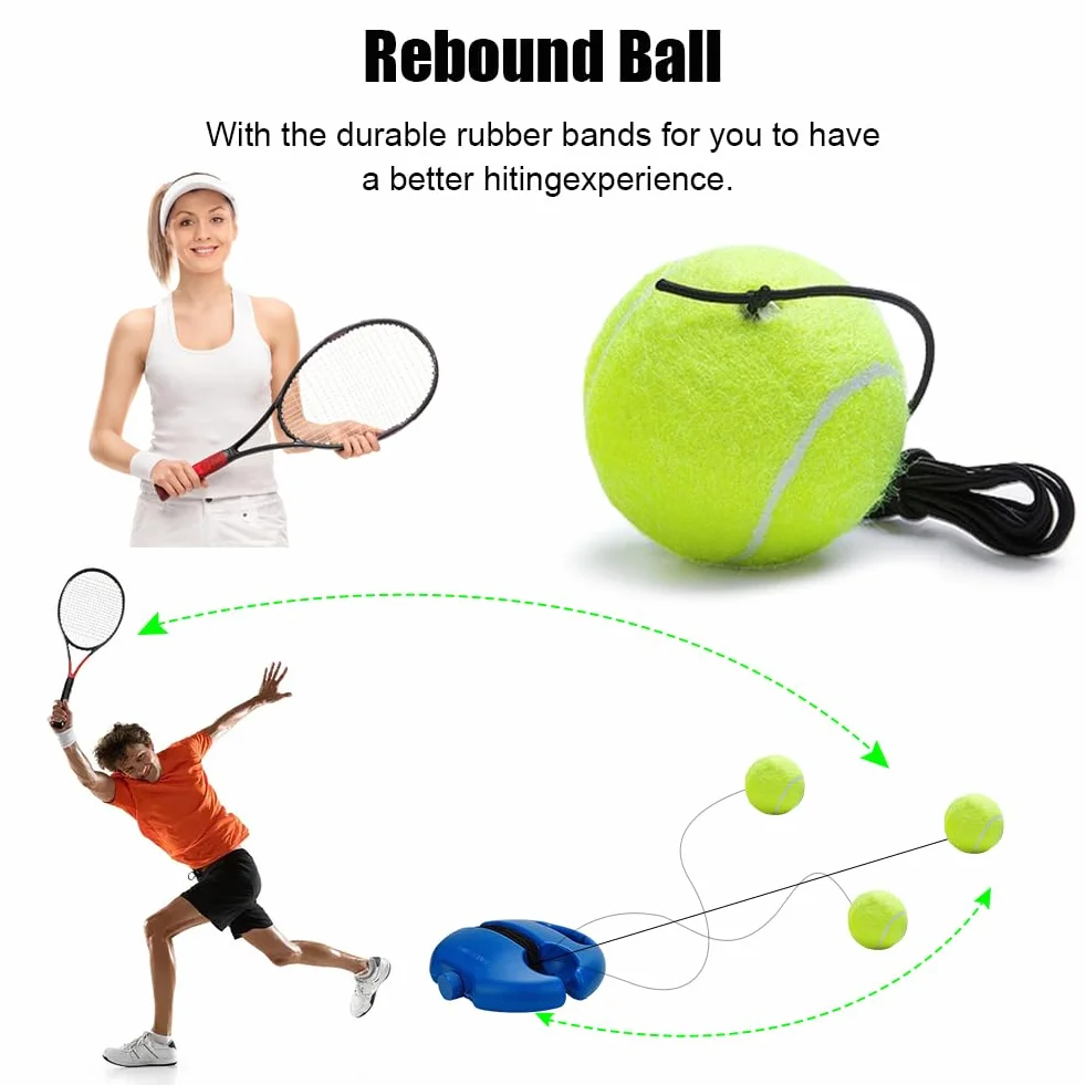 Entrenador de tenis redondo con 3 pelotas de tenis, entrenamiento individual para exteriores, juego de pelota innovador para niños y adultos en el jardín parque