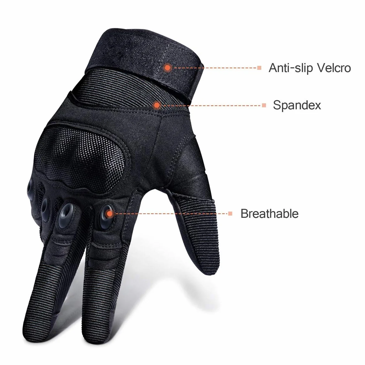Avril Tian Guantes de protección de articulaciones, nudillos duros de goma para exteriores, guantes de pantalla táctil de dedo completo para hombres, ciclismo, motocicleta, caza, tiro, senderismo,