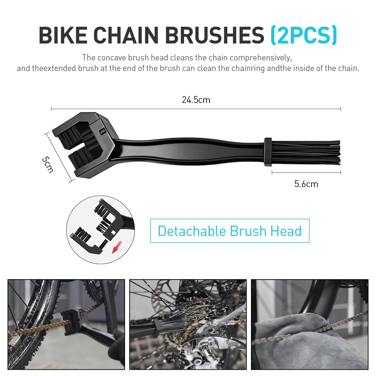Limpiador de bicicletas, kit de limpieza de bicicletas que incluye spray de limpieza de 500 ml, lubricante de cadena de 120 ml, 4 cepillos y 1 toalla, limpiador de cadena de bicicleta para MTB