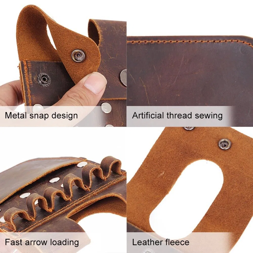 DONGKER Carcaj de flechas de bolsillo, bolsa de accesorios de caza con arco de cuero, puede contener 6 flechas para disparar caza