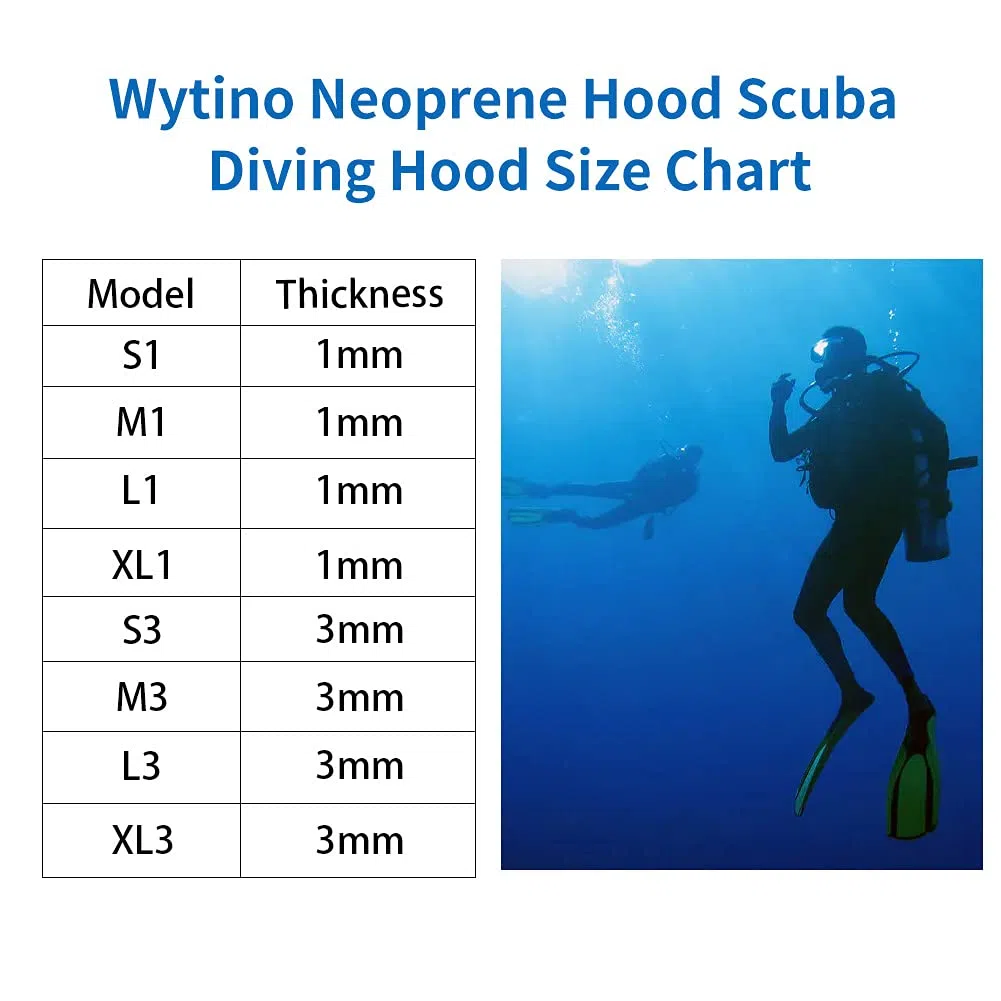Capucha Buceo Mujer,Wytino Gorra, neopreno, 1 mm/3 mm, para bucear