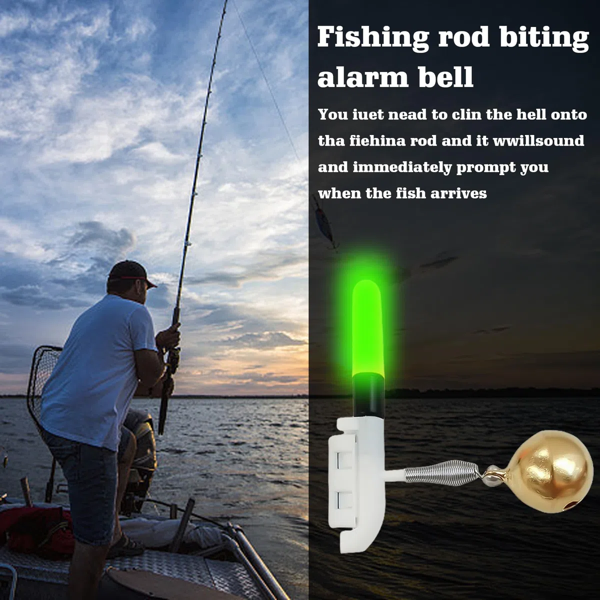 Nizirioo 6 campanas de alarma de pesca: alarmas de pesca con luces de pesca, alarmas de flotación, indicador de picada LED, punta de caña con hebilla, accesorio de pesca nocturno, alarma de picada