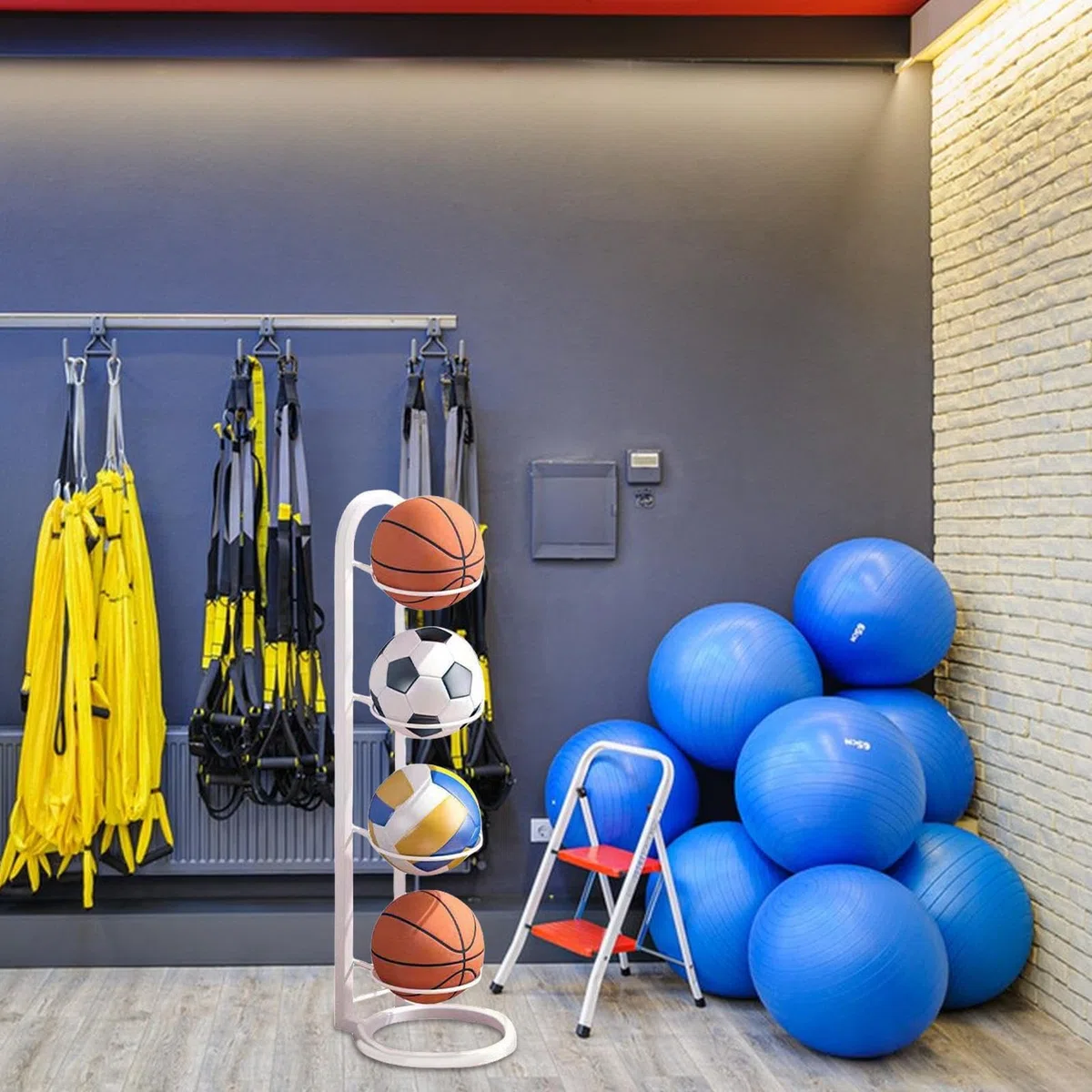 Estante De Bolas De 2/3/4/5 Niveles, Almacenamiento Vertical De Pelotas, Almacenamiento Equipos Deportivos Balon Raqueta, Estante De Almacenamiento De Pelotas Para Baloncesto, Fútbol Y Voleibol