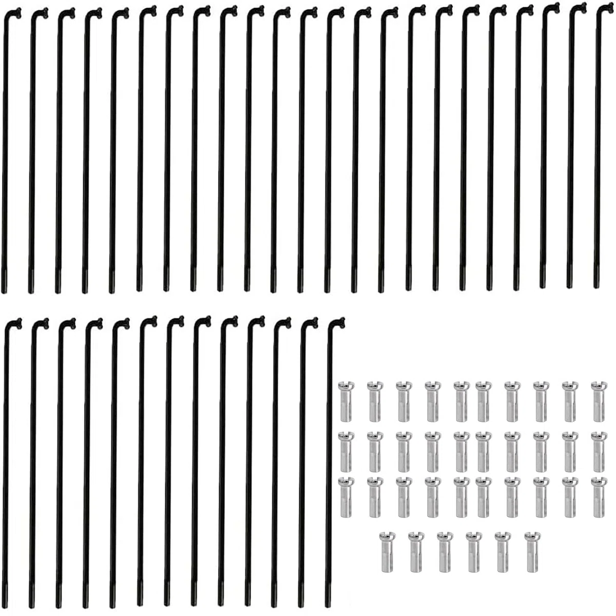 OUKENS Radios de Bicicleta, 36 Piezas/Juego de radios de Acero para Bicicleta de montaña, 259/261 mm radios para Ruedas de Bici con pezones (Negro 259mm)