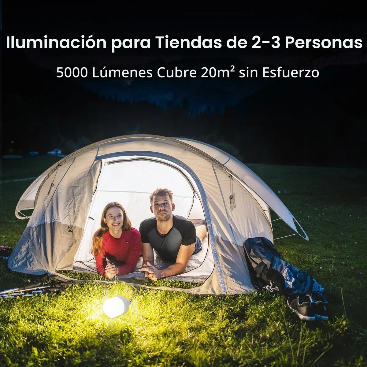 LETOUR Lámpara Camping Recargable ,5000 lúmenes Bombilla de Luz LED Portátil con 5 Modos de Lluminación, IP45 Resistente al Agua, 8800 mAh Senderismo Camping Emergencia al Aire Libre