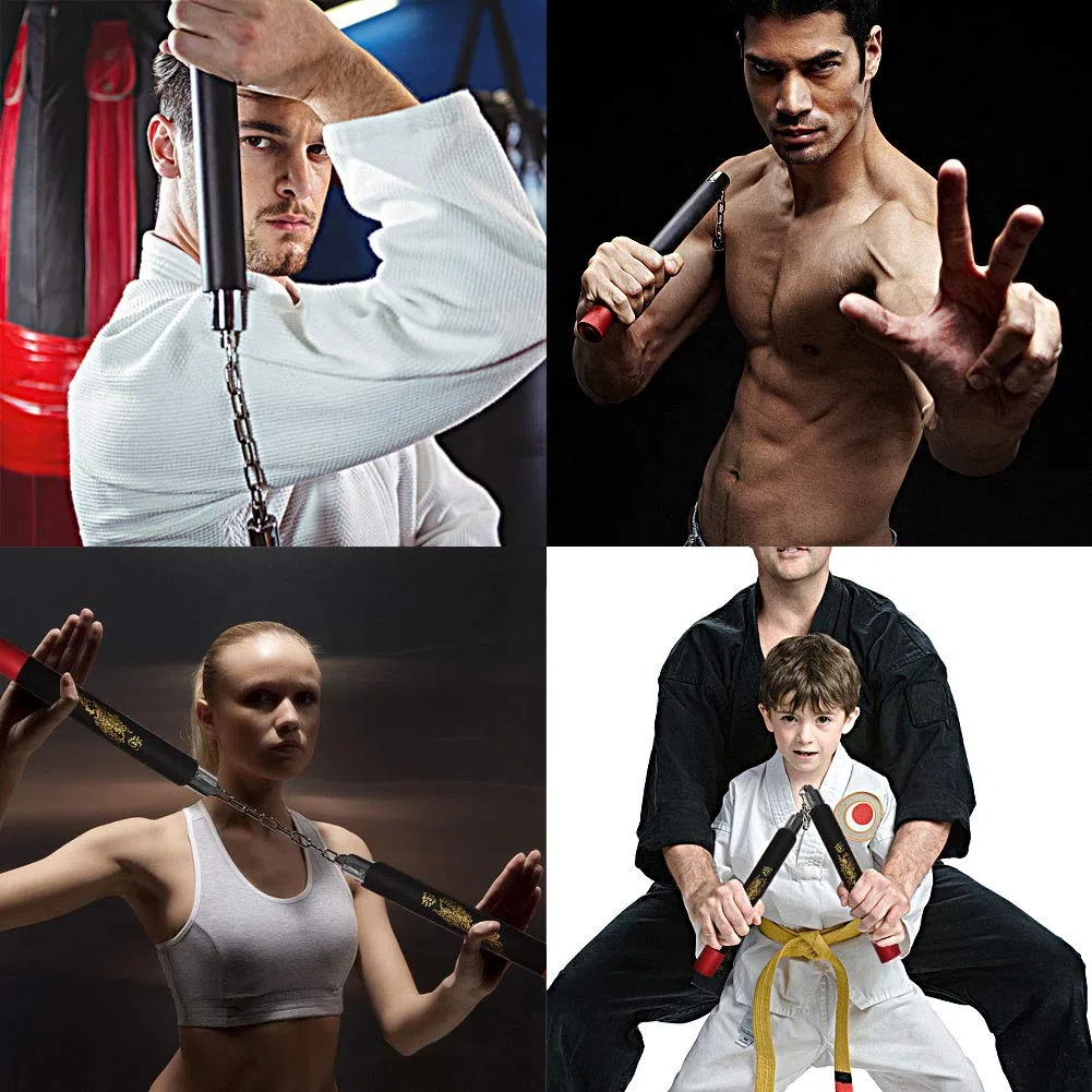 2Pack Nunchakus de Espuma Entrenamiento Práctico Nunchucks de Artes Marciales Nunchakus para Niños Adultos y Principiantes,2 Entrenamiento Portátil Artes Marciales Nunchakus de Espuma
