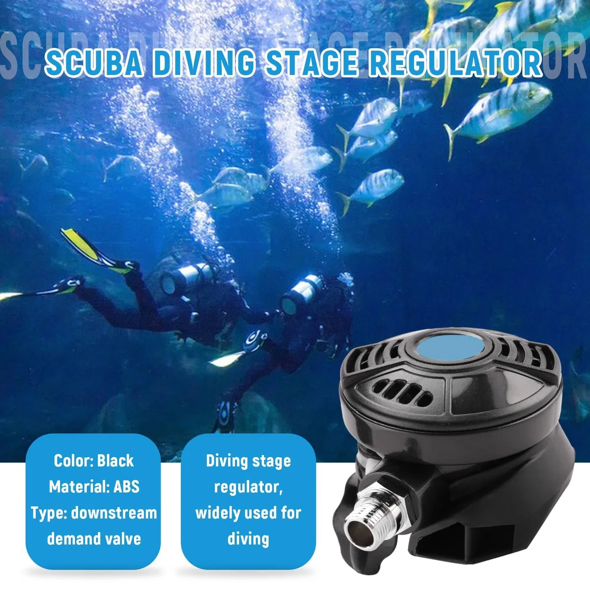 Regulador de 2A Etapa de Buceo Submarino Profesional Accesorio de Equipo Regulador de Pulpo de Buceo-Negro