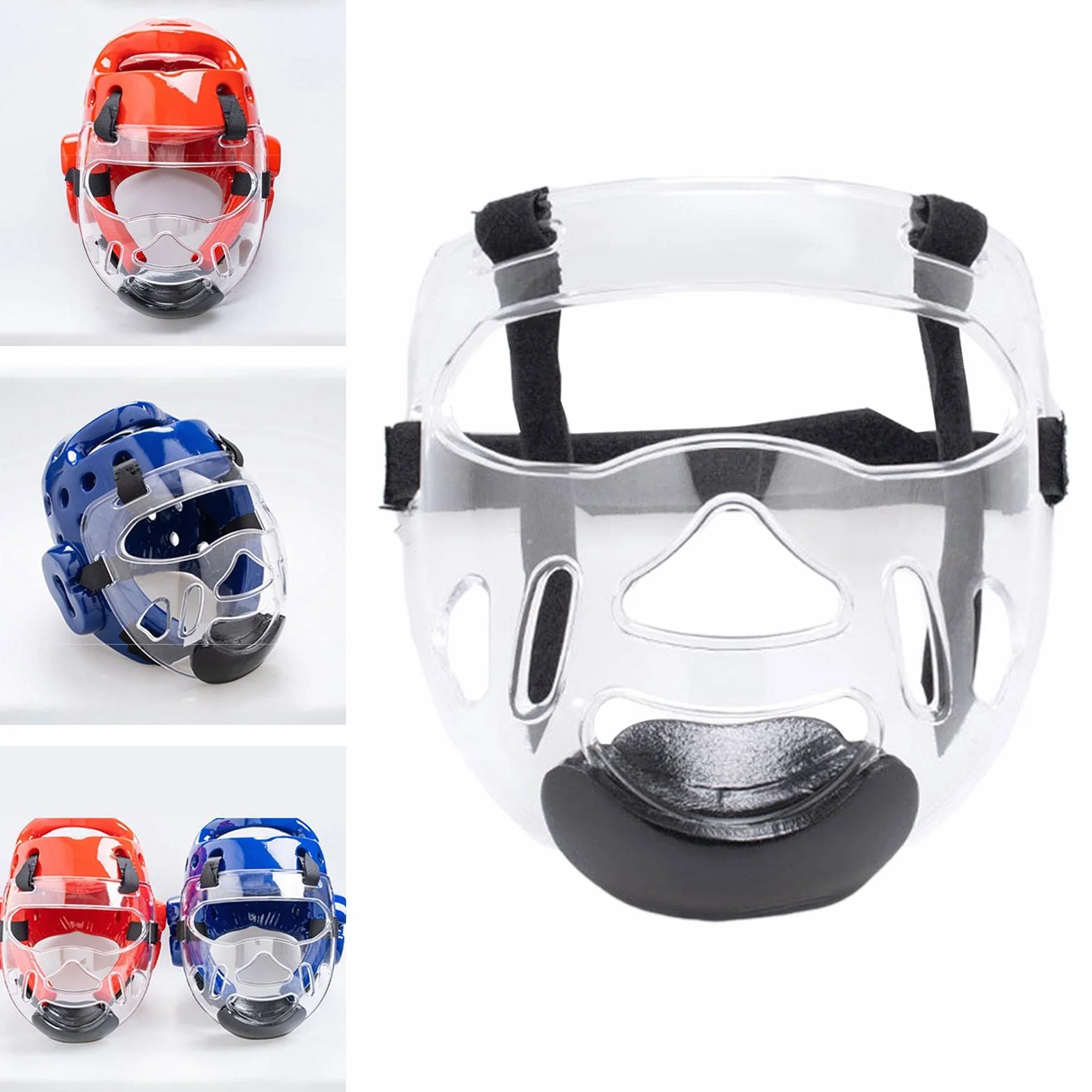 Harilla Máscara Transparente de Taekwondo Protectora Desmontable Engrosamiento Protector Facial Cubierta de Cabeza Cubierta de protección Facial Engranaje de