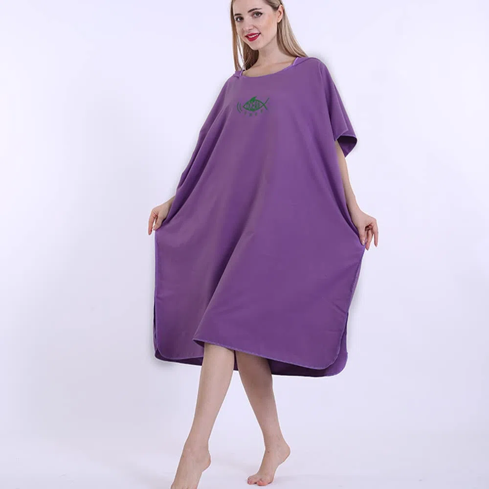 Poncho de surf de microfibra de gran tamaño, 110 x 90 cm, de secado rápido, ultraligero, unisex, con capucha, ayuda para cambiar, playa, para adultos, adolescentes, toalla lavable a máquina