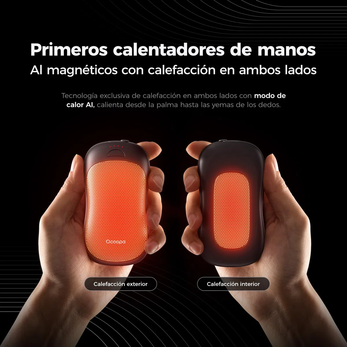 OCOOPA Calentador de Manos Recargable Magnético 10000mAh, Calefacción de Doble Cara Electrico Calienta Manos, 4 Niveles de Calor hasta 136℉, Regalo para Hombres, Raynauds, Golf, Camping, UT3 Pro