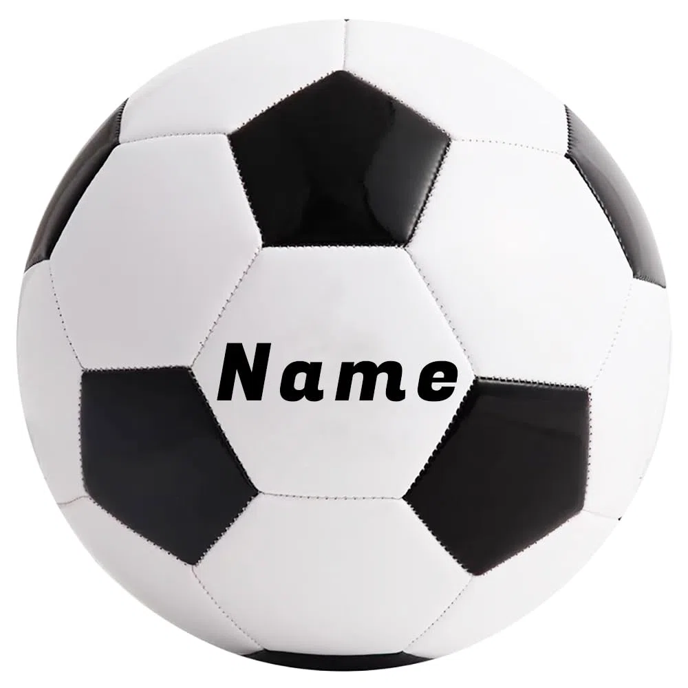 Fútbol Personalizado con Nombre Impreso Negro/Blanco, Tamaño 5, Balón de Fútbol Deportivo Personalizado