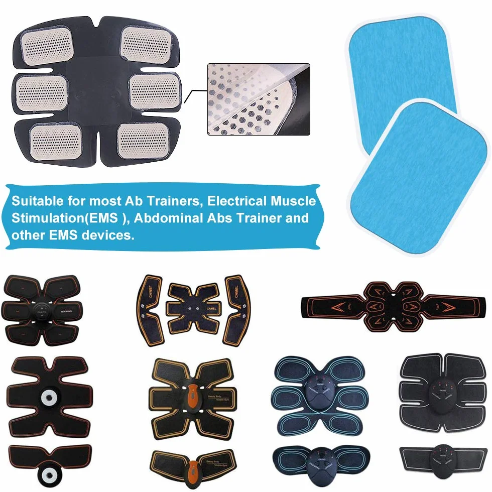 Dreamtop 60 Piezas Almohadillas de EMS Gel de Entrenamiento Abdominal, Almohadillas de tóner Muscular, Hoja de Gel de reemplazo de tóner Abdominal