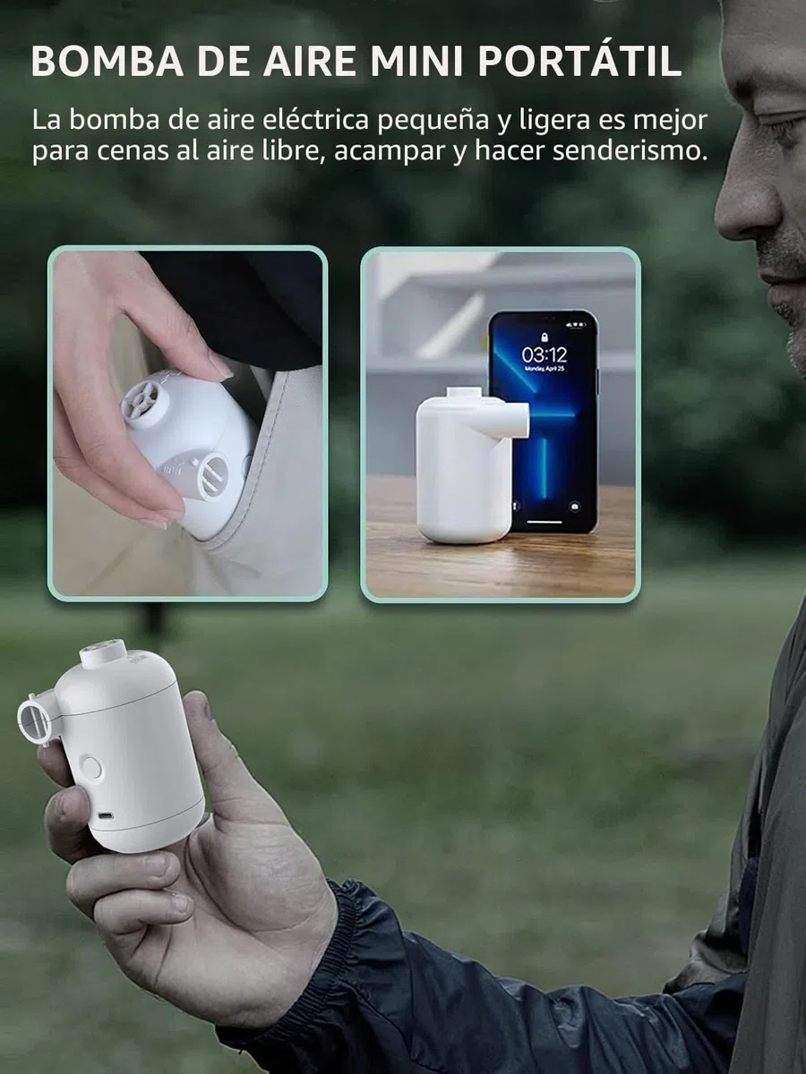 OBEST Mini Bomba de Aire Eléctrica USB,2 en 1 para Inflar y Desinflar,Bomba Eléctrica Portátil Inflable para Camping con 4 Boquillas para Colchoneta de Playa/Piscina Exterior/Anillo de Natación