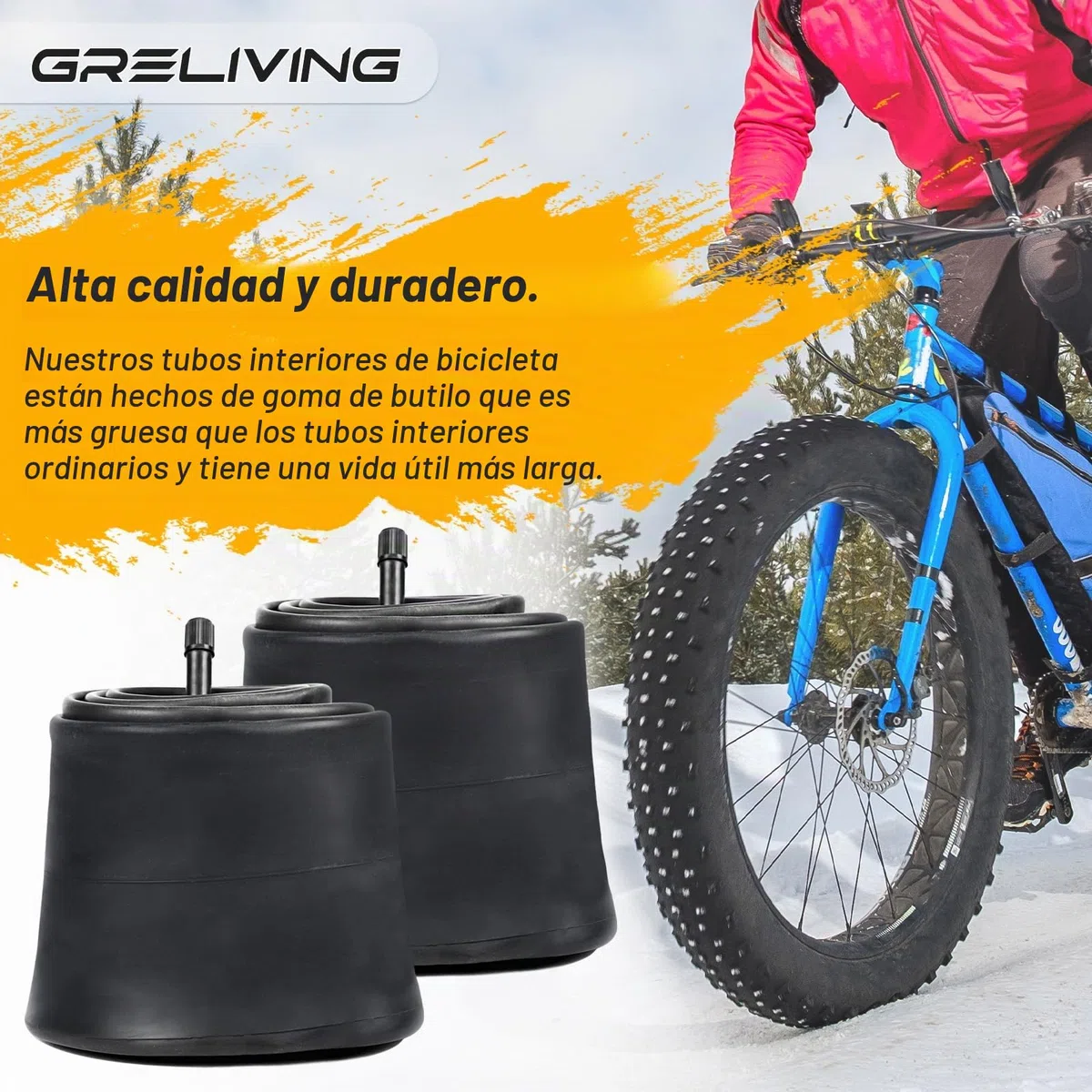 2 cámaras de aire para bicicleta de 20 x 4,0/26 x 4,0 pulgadas, 20/26 pulgadas, AV35 mm, tubo interior para bicicleta de montaña