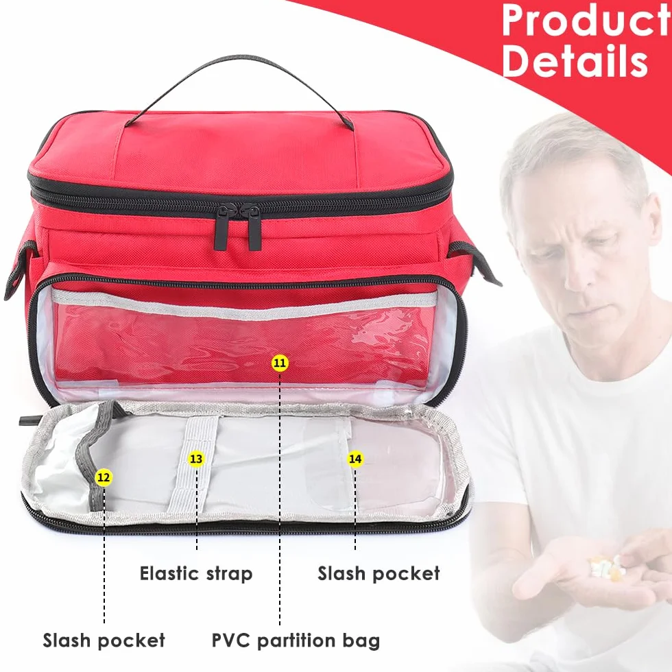 Botiquín de Primeros Auxilios, Portátil Bolsa Médica Vacio Gran Capacidad Bolsa Botiquin Médico Vacío con Correa, Impermeable Botiquin Viaje para Hogar,Viajes
