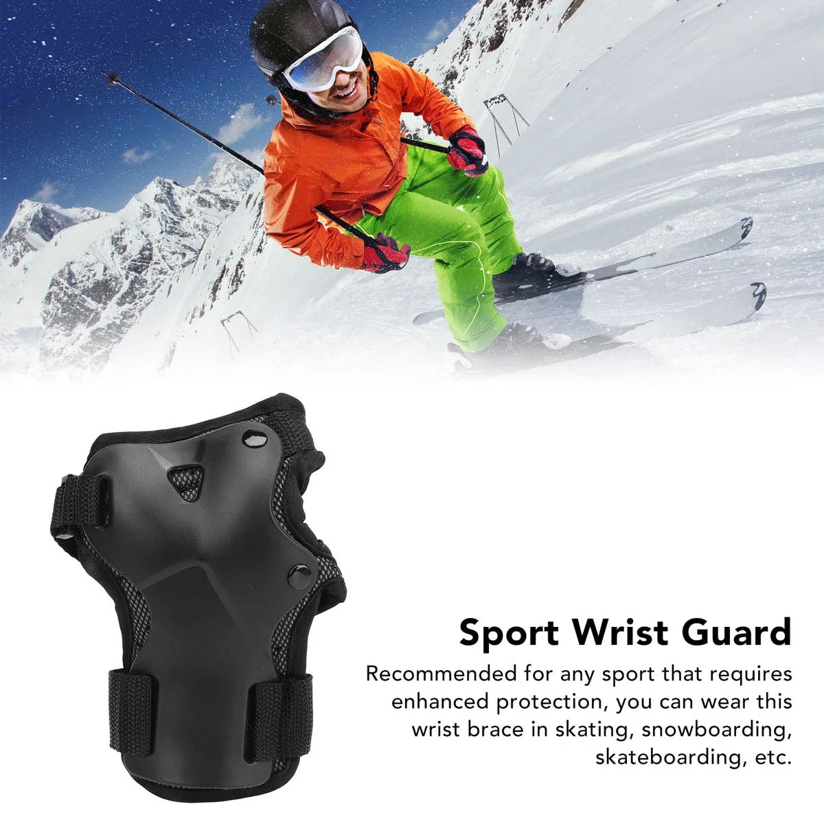 Muñequera Deportiva, Muñequera de Protección Ajustable Que Absorbe los Golpes para Esquiar, Snowboard, Monopatín y Patines
