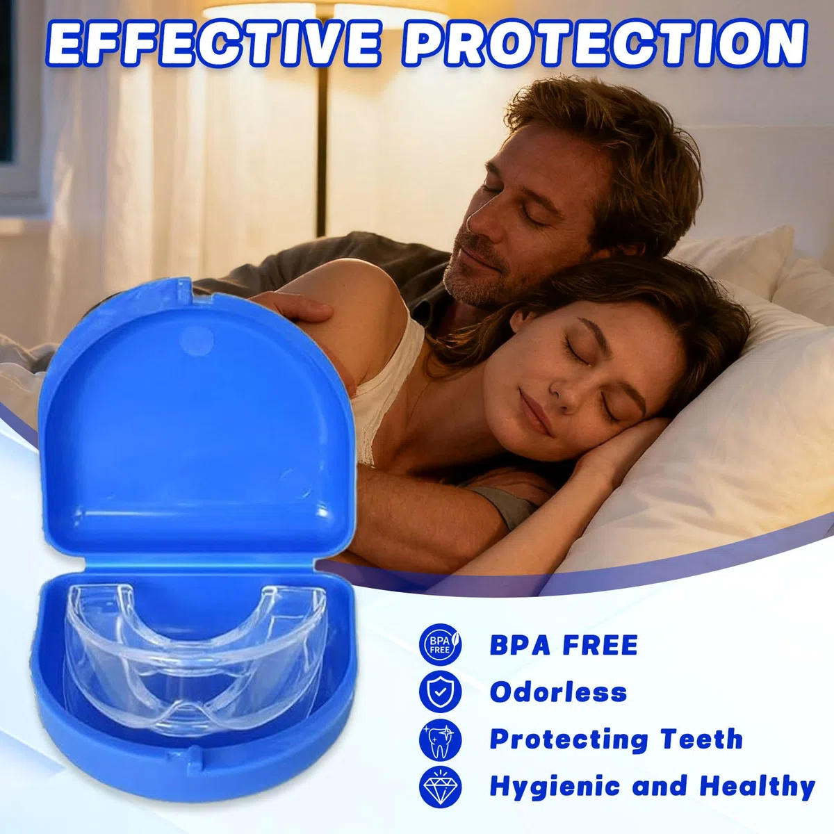 Srup 4 Piezas Ferula Descarga Bruxismo, Férula de mordedura para la noche, Protector bucal dormir, Paradenti per Digrignare i Denti (2 fundas grandes y 2 pequeñas para protectores bucales)