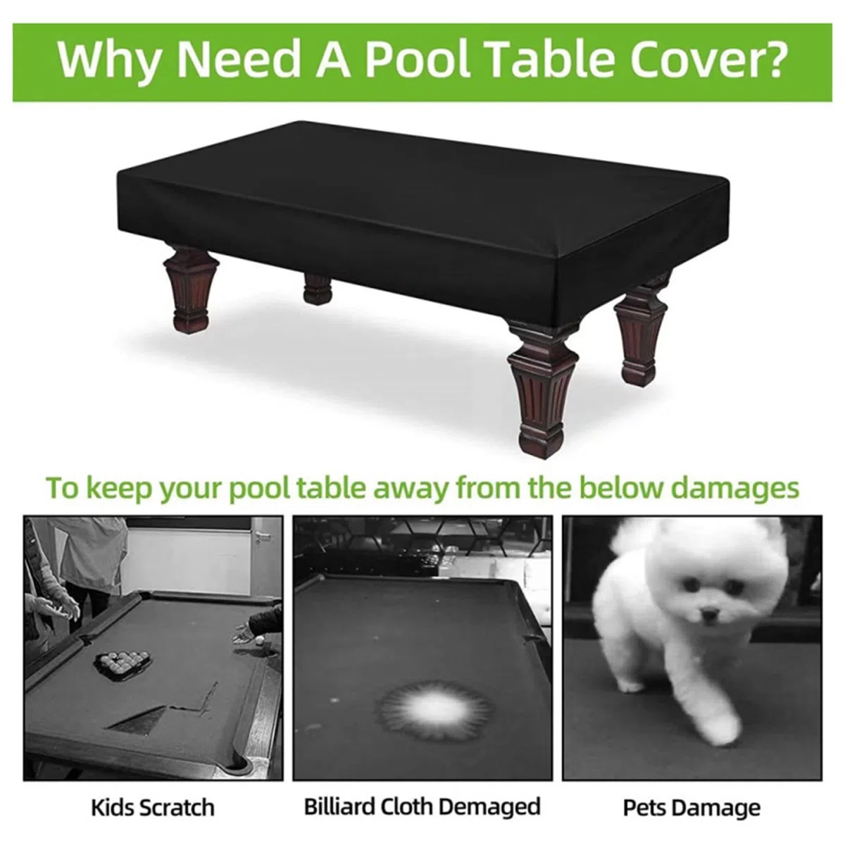 9FT Cubierta Para Mesa De Billar, Tela Oxford 210D Cubierta Impermeable Para Billar, Funda Protectora Para Billar, Protector Billar Revestimiento Impermeable