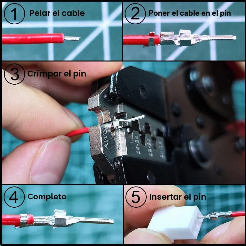 XH - Kit de conectores de 2,54 mm y cables de cinta compatible con conector JST-XH 2/3/4/5/6/7/8 carcasa de pin macho