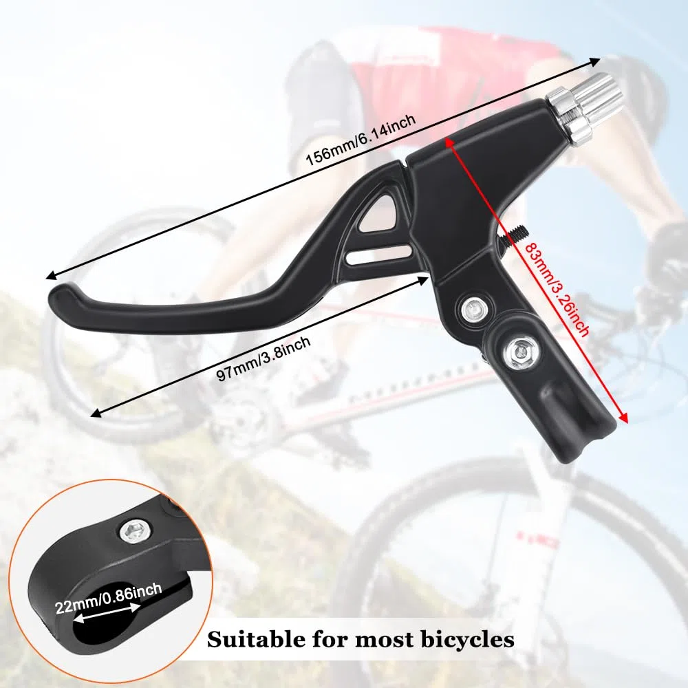 2 Pcs Manetas Bicicleta Palanca Freno Bicicleta Maneta Freno Bici Niño Palanca Freno Aluminio para Bici Carretera Niño - Fácil de Instalar, Negro y Plata, 2,2cm Diámetro
