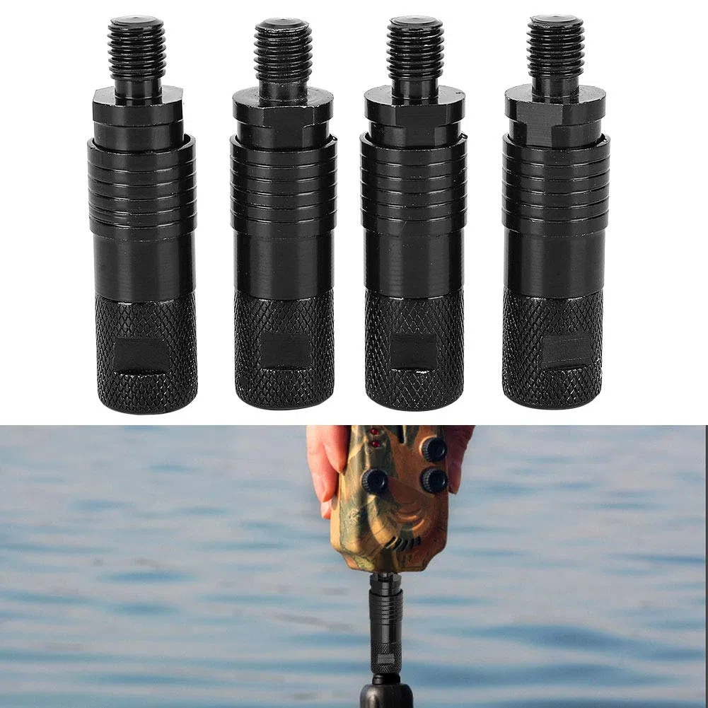 BuyWeek Conector de Alarma de Pesca Adaptador de Liberación, 4 Piezas 6 cm de Metal para Aparejos de Pesca (Negro)