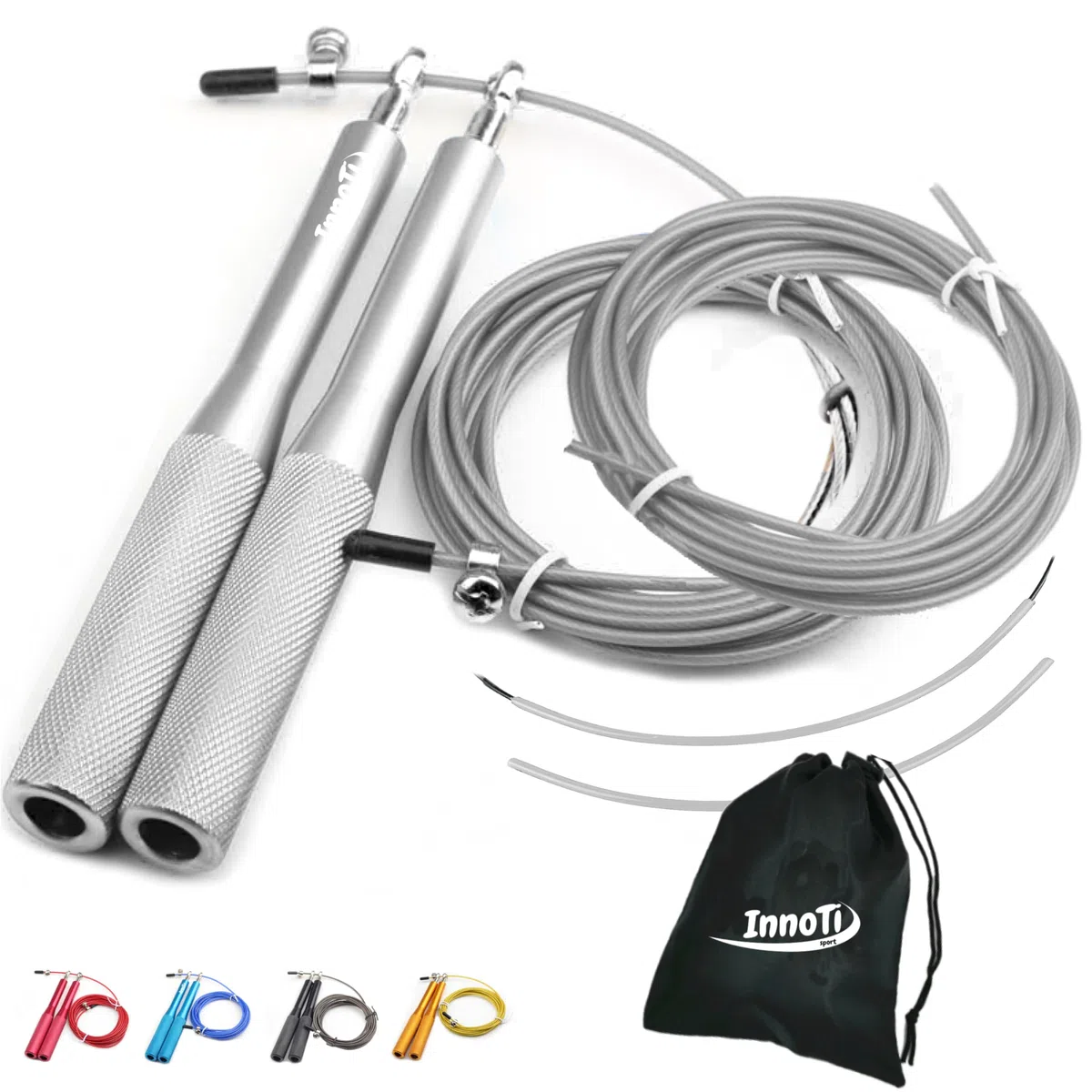 Comba de Crossfit - Con y Sin Lastre - Cuerda de Saltar de Alta Velocidad para Boxeo y Fitness - Comba de Aluminio Ligera para Saltos Dobles - Ajustable - Cable de Repuesto