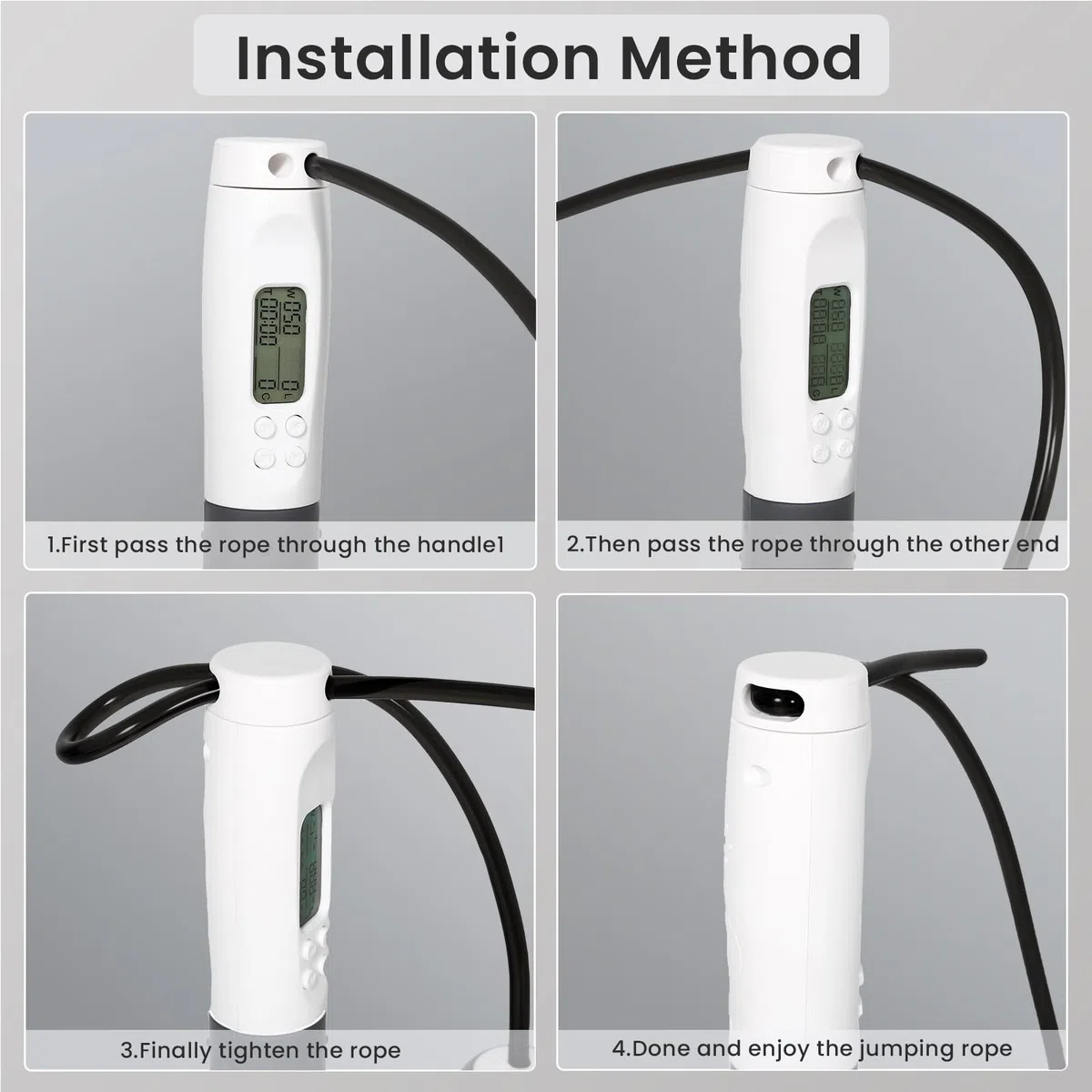 Uten Cuerda para Saltar, con Temporizador y Contador de Calorías, Cuerda para Saltar Inalámbrica, Longitud Ajustable, 3m, Mango Antideslizante, para Fitness, Entrenamiento