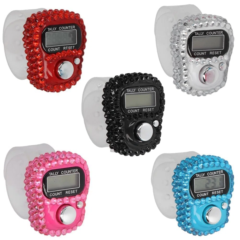 Contadores de vueltas, contador de dedos electrónico, 5 piezas reiniciables LCD de 5 dígitos Pantalla digital electrónica Contador de cuentas de mano Contador de vueltas para actividades atléticas