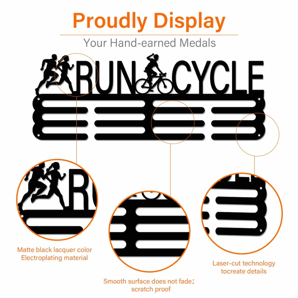 SUPERDANT Duatlón Run Cycle Medal Hanger Correr Ciclismo Estante Premios Ribbon Holder Medal Hook Display Wall Rack Frame Display Rack