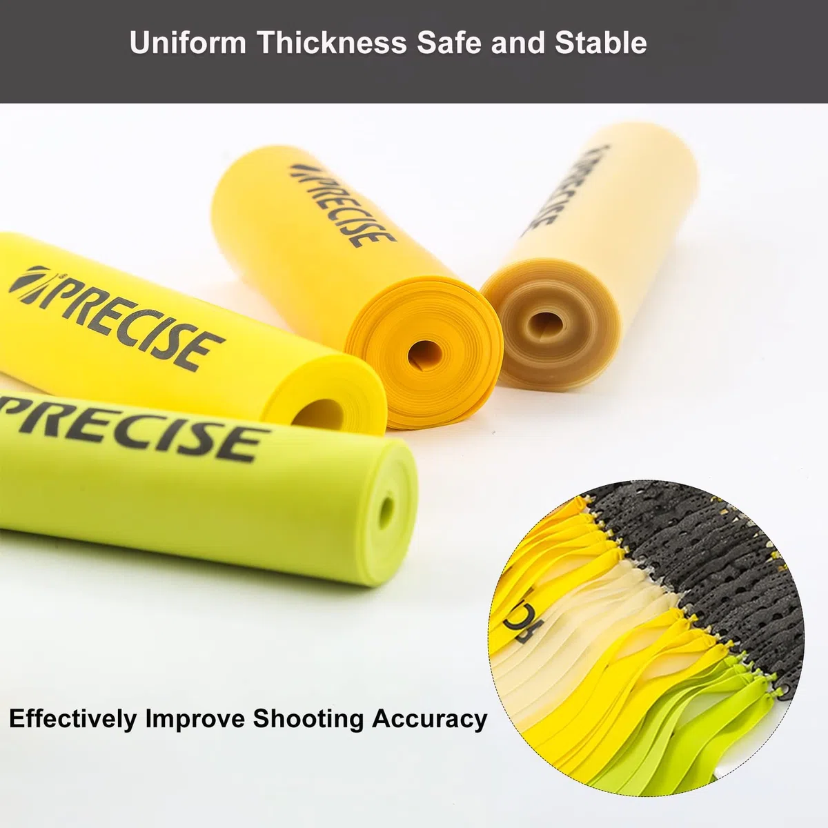 Bandas Planas de 0,4/0,5/0,55/0,6/0,65/0,7/0,75/0,8 mm, Bandas de Repuesto Profesionales para Adultos y Caza, Rollos de 2 m de Longitud, Resistentes, caseras, Anchas y Simples, Disparo, Rebote rápido