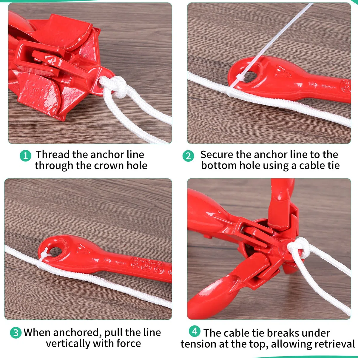 SWAWIS Ancla para barco, accesorio para barco, ancla plegable