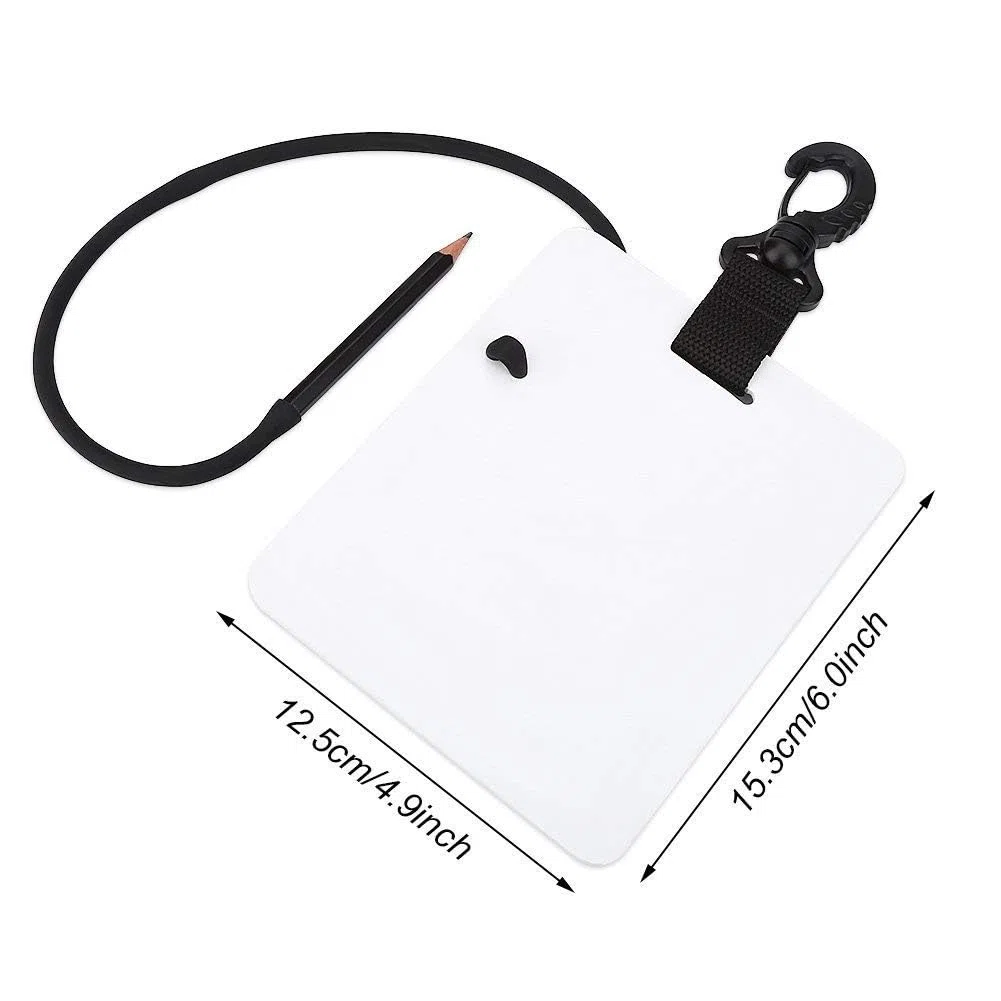 Agatige Pizarra De Escritura De Buceo, 6,0 X 4,9 X 0,1 Pulg Pizarra De Escritura Submarina con Clip Giratorio Y Lápiz, Tableta De Buceo a Prueba De Agua para Deportes Acuáticos Natación De Buceo