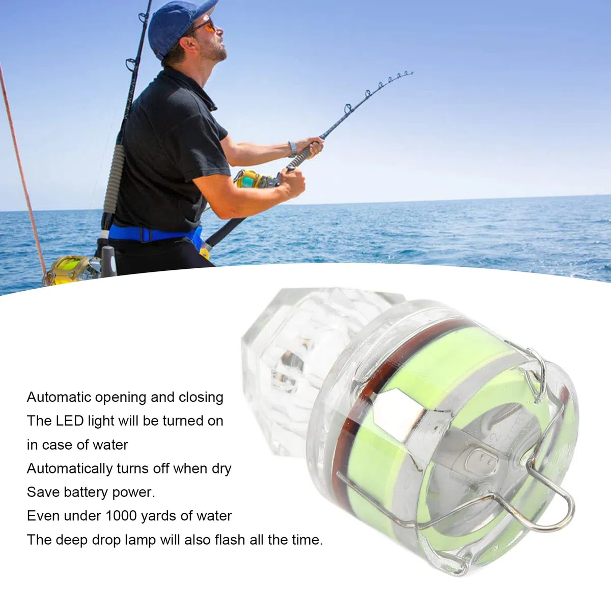 RiToEasysports Luz de Señuelo de Pesca, 5 Piezas en Forma de Diamante LED Resistencia a la Corrosión Luz de Señuelo de bajo Intermitente de Apertura Automática