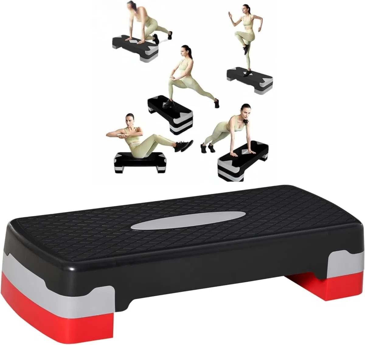 Plataforma Step Fitness Ajustable con 2 Niveles | Steps Aerobic Antideslizante para Ejercicio en Casa y Gimnasio | Banco Step Fitnes para Cardio, Perder Grasa y Entrenamiento en Casa