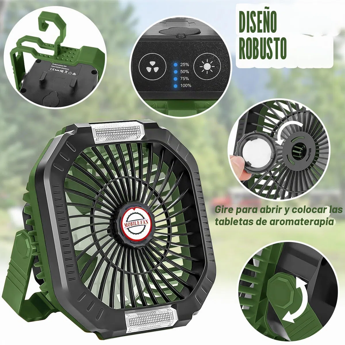 Ventilador Camping Recargable 7800mAh, Ventilador Portátil Batería USB, 4 Velocidades de Ventilación, 3 Modos de Temporizador, con Mando a Distancia, para Camping, Viajes, Playa, Familia