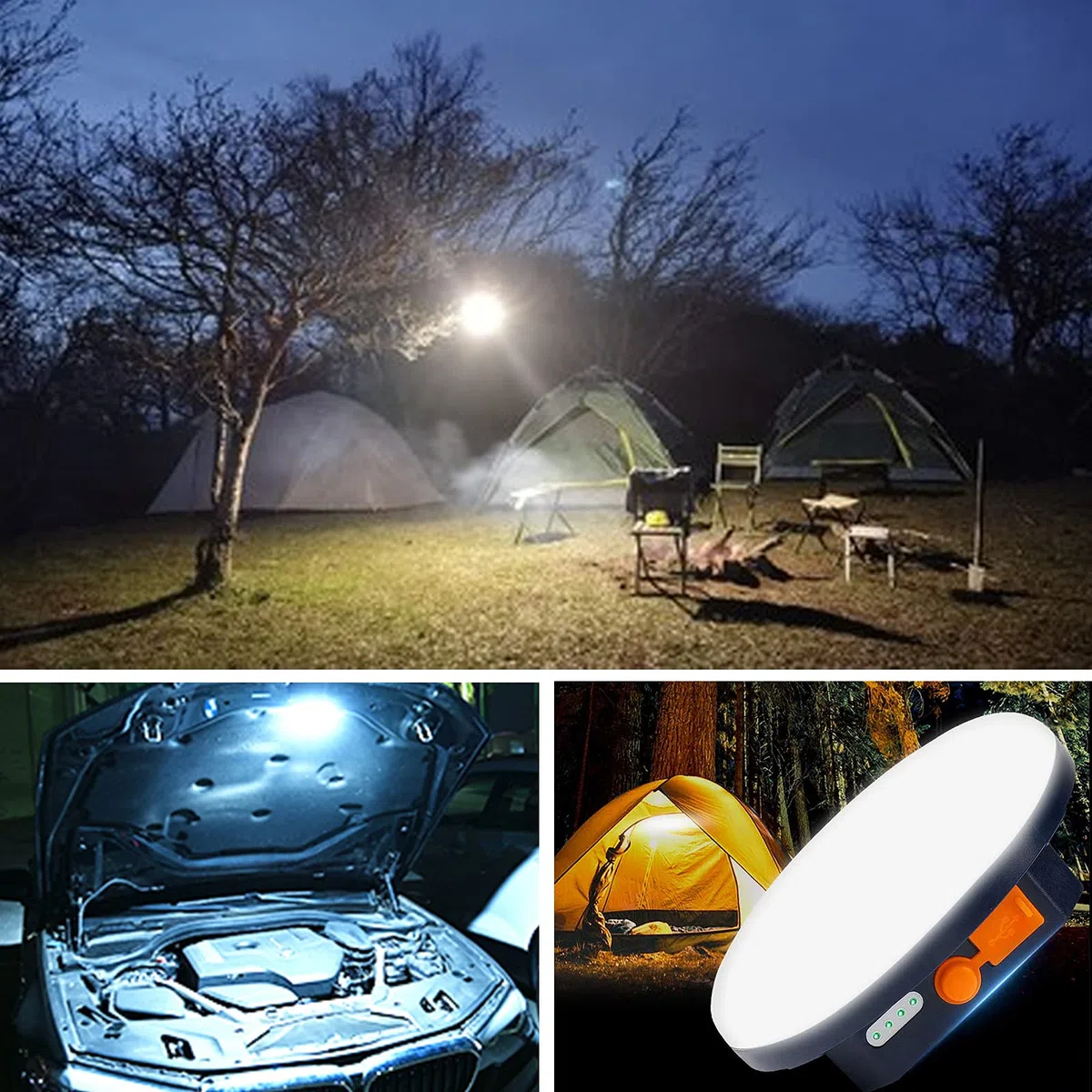 Linterna Camping LED, 5600mAh Power Bank Recargable Lámpara Camping ,2000LM Foco para Tienda, IP65 Impermeable Portátil Luz de Emergencia para Pesca,Senderismo,Apagón (15W)