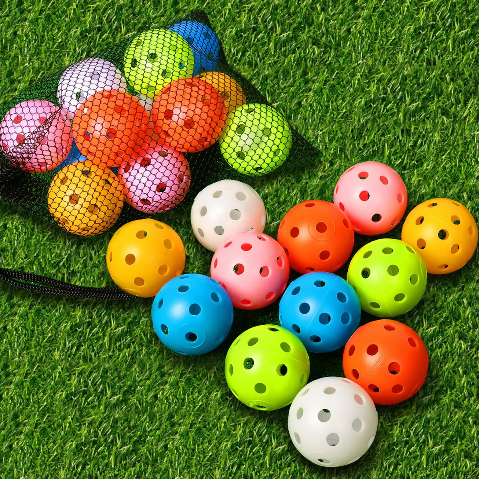 THIODOON Pelota de práctica de Golf, Flujo de Aire, Bolas de Golf Huecas de 40 mm, Rango de conducción, Juegos de Golf al Aire Libre, para Adultos, niños, 12 Unidades (Colores Mixtos, 12 Piezas)